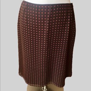 Anne Klein Silk Brown Orange Polka Dot Skirt